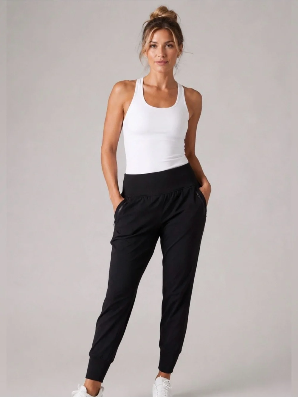 Athleta Black Cuffed Track Joggers